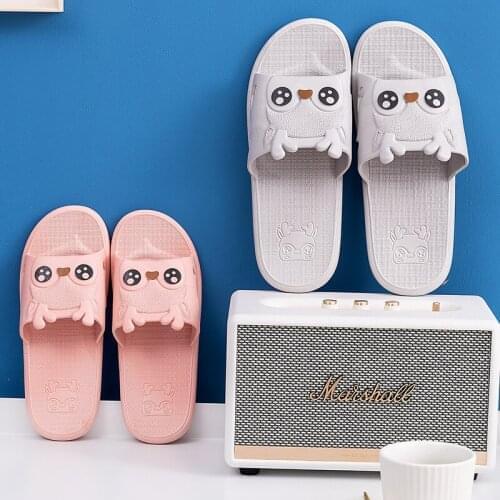 New summer slippers household couple PVC non-slip inflatable bottom bathroom slippers cartoon men and women sandals