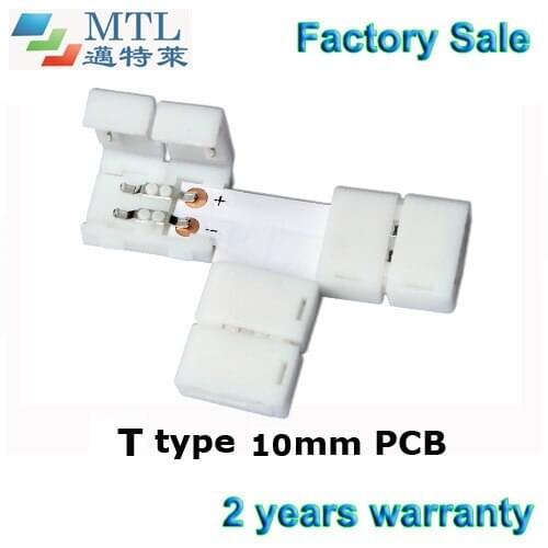 LED strip connector corner adapter T type, 50pcs/lot, 10mm PCB 2 pin for single color LED strip, Factory Wholesale