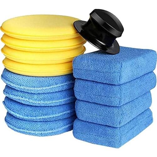 Spot 1 Set Foam Polishing Soft Wash Sponges Waxing Cleaning Pad Kit with Grip Handle for Car Care M8617