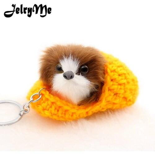 Original Wool Slipper Dog Keychain Fluffy Artificial Rabbit Fur Doggy Shoe Key Chains Cute Women Jewelry Bag Car Keyring Pendant