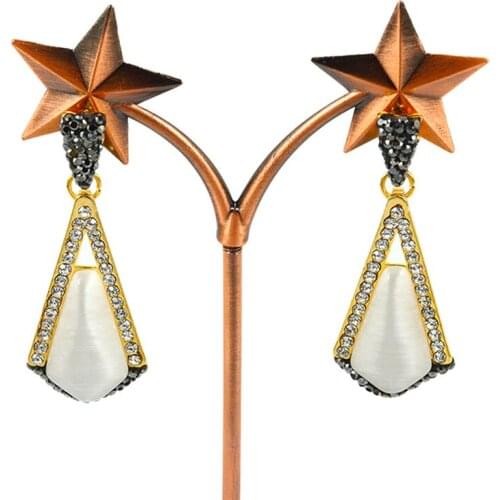 High Quality Earrings for Women New Design Pearl Stud Pendant Earrings With Crystal Beads Fashion Handmade Pendant Earrings