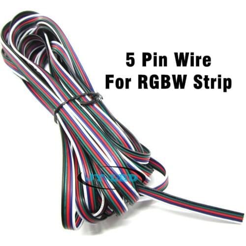 10 meters 5 Pin RGBW Extension Electric Wire Tinned Copper Cable For 5050 RGBWW LED Stirp Lighting Connecting