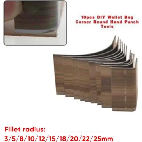 10pcs/Set Leather Craft Tools Corner Round Hand Cutter Punch Wallet Bag DIY Handmade Tools Leather Craft Supplies