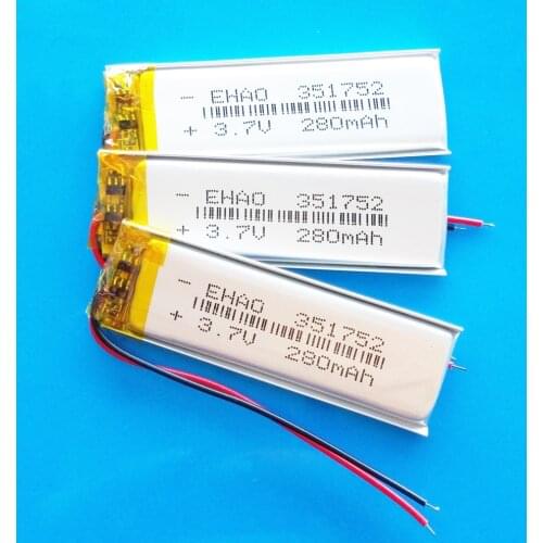 3 pcs 3.7V 280mAh Polymer lithium Lipo battery Rechargeable 351752 customized wholesale CE FCC ROHS MSDS quality certification