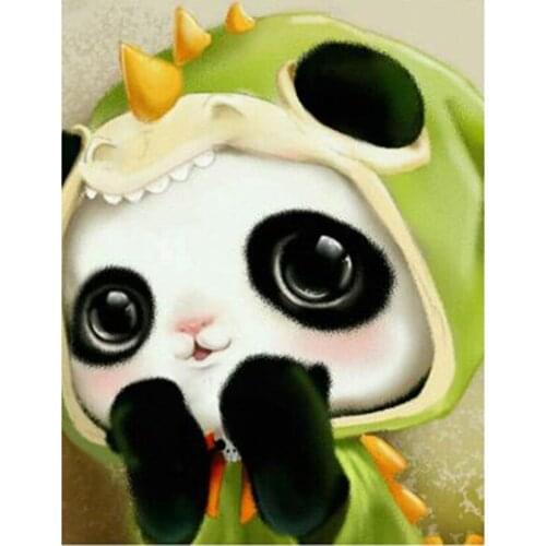 5D DIY Diamond Painting Square/Round Diamond Cartoon Painting Panda Picture Cross Stitch Embroidery Decoration Craft WG3110