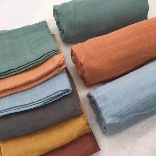 70% Bamboo + 30% Cotton Baby Blankets Newborn Muslin Gauze Blanket Diaper Solid Color Swaddle Wrap Stroller Cover Blanket