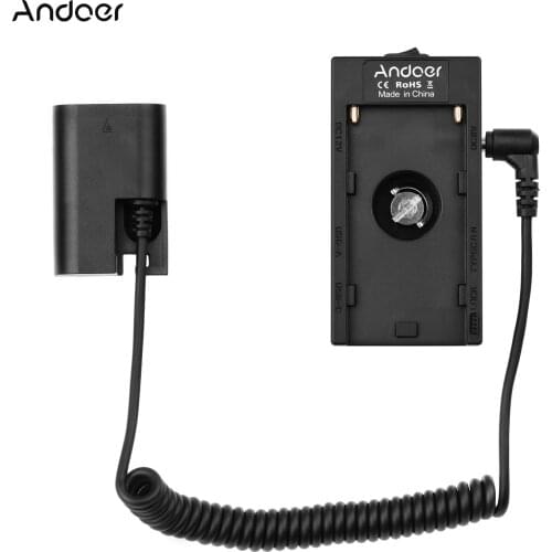 Andoer NP-F970 F750 Battery Plate Holder Adapter with Dual USB Interface + LP-E6 Dummy Battery Coupler for Canon EOS Cameras