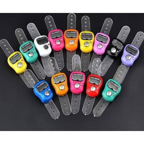 Free Shipping 500pcs Mini Hand Hold Band Tally Counter LCD Digital Screen Finger Ring Electronic Head Count Tasbeeh TasbihSN1012