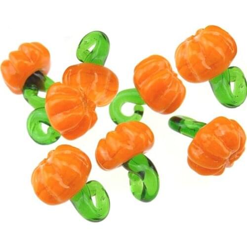 10pcs/lot Murano Lampwork Yellow Pumpkin Glass Beads Charms For Earring Necklace Jewelry Making