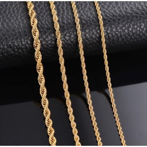 1 piece 2 2.5 3 4 5 6mm Wide Gold Rope Chain Necklace/Bracelet 316 Stainless Steel Chain Necklace For Men Women Dropship