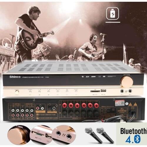 KYYSLB X-200 Fiber Coaxial Home Audio 4.0 Bluetooth Amplifier 5.1Digital Stage HIFI High Power Subwoofer Amplifier Karaoke Ktv