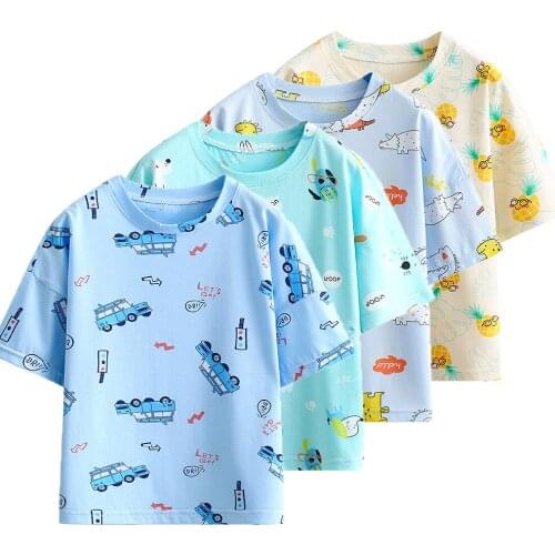 Kids Summer Clothes O-neck Cartoon Boy T-shirt Children Boys Loose Short-Sleeved T-Shirt Girls Tops One Piece All-Match Clothes