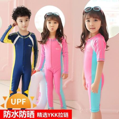 Children Wetsuit Girl Swimwear Girls Long Sleeve Sunshade UV Protection One-Piece Suits Swimsuit Diving Snorkeling Surfing Suit