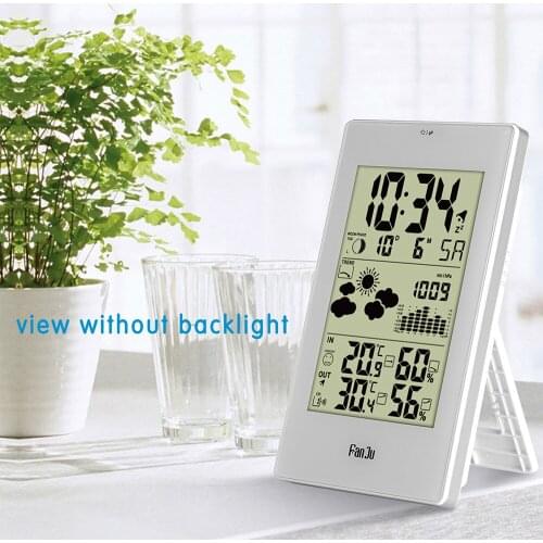 FanJu FJ3352 Alarm Clock Thermometer Hygrometer Barometer Wireless Weather Station Weather Forecaster Temperature Humidity Meter