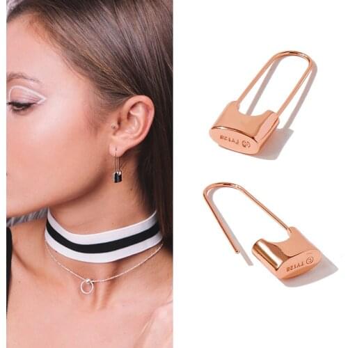 Hot Supply High Quality Rose Gold Lock Earrings Buckle Hoop Pendant Earrings For Men Women Steel Jewelry