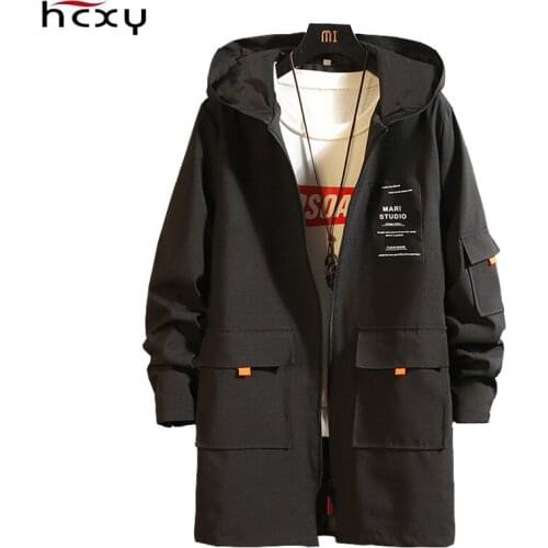 HCXY Men's Hooded Trench Coats
