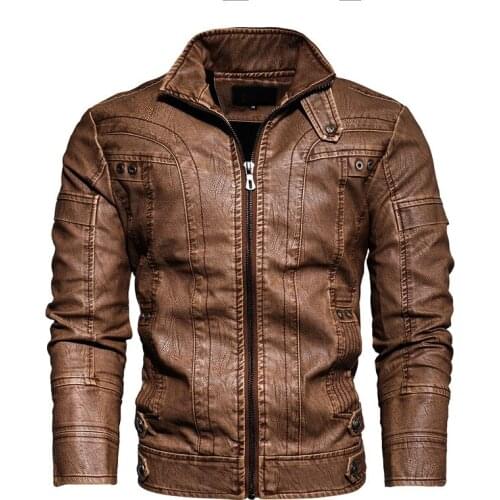 New arrival Leather Jacket Men Casual Zipper Motorcycle Jacket High quality Fleece Men Leather Jackets Locomotive Coats Male