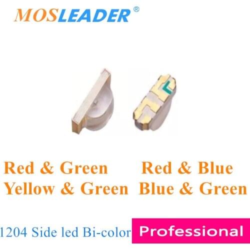 Mosleader 3000pcs 1204 1206 Side double color led Red and Green Red and Blue Yellow and Green Blue and Green Bi-color SMD LED