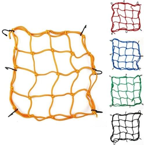 Motorcycle 6 Hook Mesh Bag String Sundries Helmet Luggage Holder Bungee Net Rope