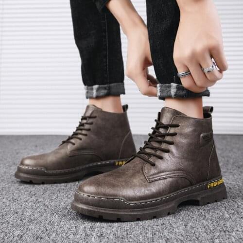 Mens Shoes Boots Ankle Boots Men Work Mens Hightop Shoes Zapatos Cuero Hombre High Top Motorcycle Winter Cowboy Man Leather