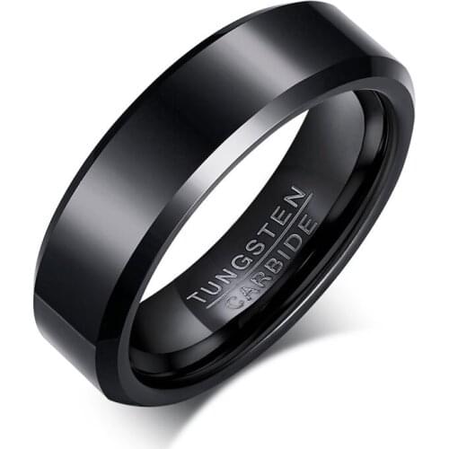 Cool Black Tungsten Ring for Men Tungsten Carbide Jewelry 6MM Ring Men