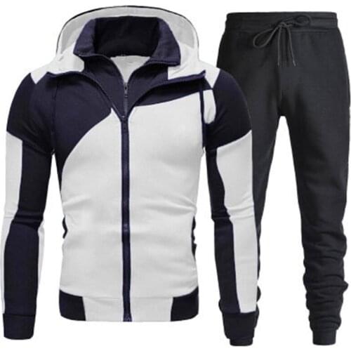2021 New Winter Mens Suit Printed Hoodie Pants 2 Piece Set Zipper Sweatshirt Casual Sports Sweater Mens Sportswear Tracksuit