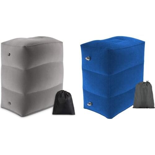 Inflatable Travel Foot Rest Pillow 40x30x45cm Folding Adjustable Footstool For Airplane Trains Travel Inflatable 3 Layers Stand