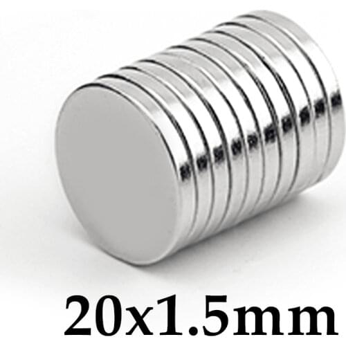 500pcs Neodymium N35 Dia 20mm X 1.5mm Strong Magnets Tiny Disc NdFeB Rare Earth For Crafts Models Fridge Sticking 20x1.5mm