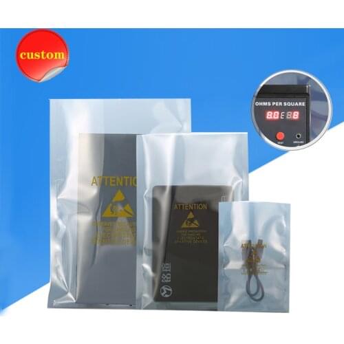 ESD Anti-static Shielding Print Flat Top Open Pocket Electronic Supplies Hard Disk Optical Drive Protection Plastic Packing Bag