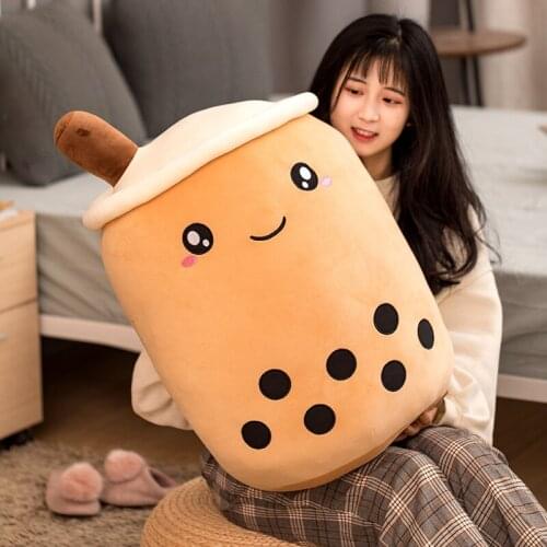 50/70cm Big Size Cartoon Bubble Tea Cup Pillow Stuffed Soft Back Cushion Funny Food Doll Toys Children Birthday Gift Room Decor