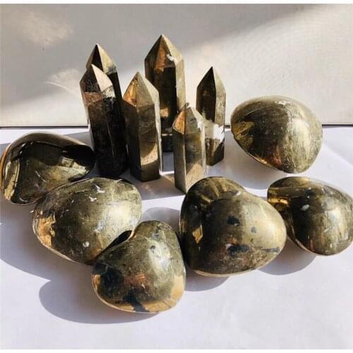 Natural quartz folk crafts pyrite heart shaped crystals healing stones