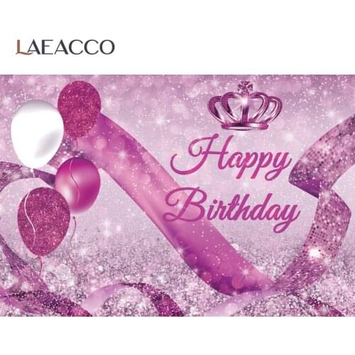 Pink Red Backdrops For Photography Balloons Crown Birthday Party Fabulous Women Photocall Banner Photo Background Photo Studio