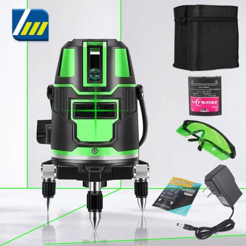 Green Cross Lines Laser Level Self-Leveling 360 Rotatable with Battery Indoor Outdoor Alternating Direct Horizontal Vertical