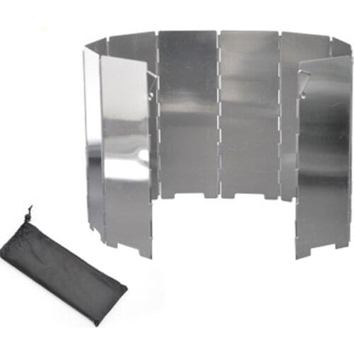 Folding Windshield Aluminium Stove 10 Plates Wind Screens Outdoor BBQ Gas Windshield Camping Cooking Cooker