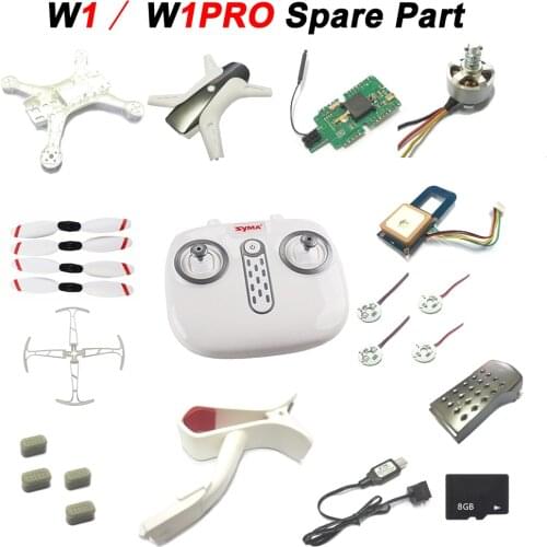 Drone Parts List SYMA W1 W1Pro Propeller Guard Motor Body Shell Foot Pad Battery Phone Holder USB Charger Transmitter Etc