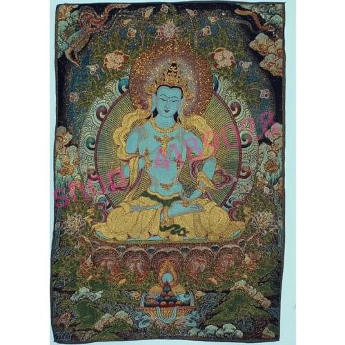 Tibetan Buddhist Silk Embroidered Brocade, Nepalese Thangka Tibetan Buddha statues, handicraft decorative murals,2341