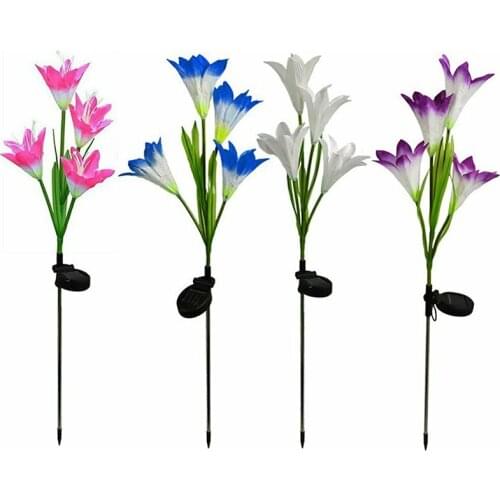 Outdoor LED Solar Light RGB Color Lily Garden Flower Waterproof Decorative Lamp 600AMH Solar Power Yard Lawn Path Wedding