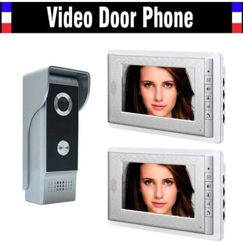7 Inch Monitor Video Door Phone Intercom System IR Night Vision Camera Wired Video Doorbell Kit 1 Camera 2 Monitor