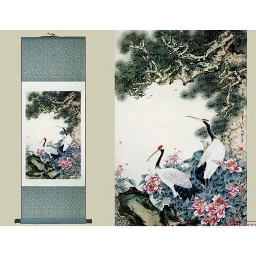 Cranes with pine trees Traditional Chinese Art Painting Home Office Decoration Chinese paintingPrinted painting