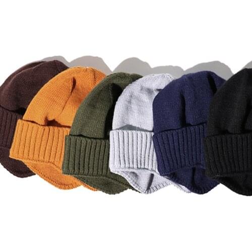 1PC Winter Mens Outdoor Cycling Ear Protection Cold And Warm Knitted Wool Pullover Hat Head Beanies Caps