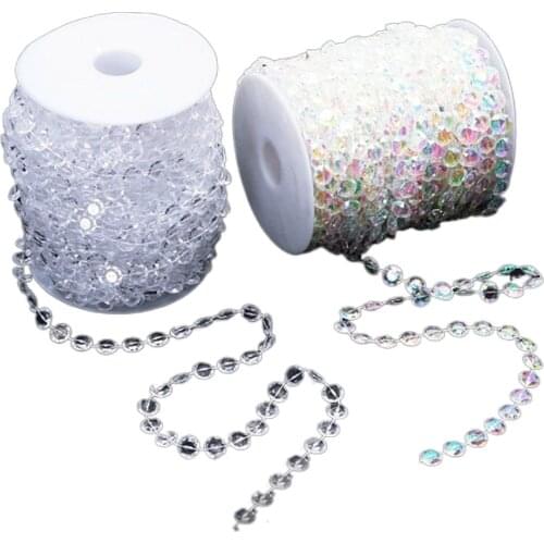 10mm White Transparent Octagonal Beads Wedding Party Decoration Diamond Crystal Wreath Chandelier Curtain Home Decoration 3m