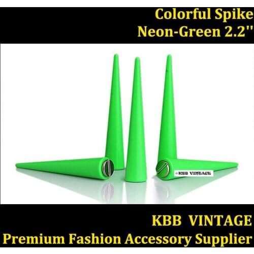 10pc 55mm Cone Spikes Screwback Spike Rock DIY Stud Neon-Green