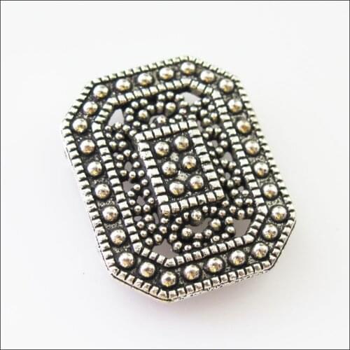 8Pcs Tibetan Silver 2-2 Hole Rectangle Spacer Bar Beads Connectors Charms 20x25mm