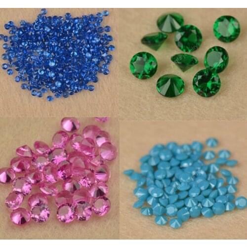 100pcs/Lot 0.9~4.0mm 5A Round Shape Cut Nano Paraiba Blue Turquoise Stone Red Corundum Synthetic Gems For Jewelry Wax Setting