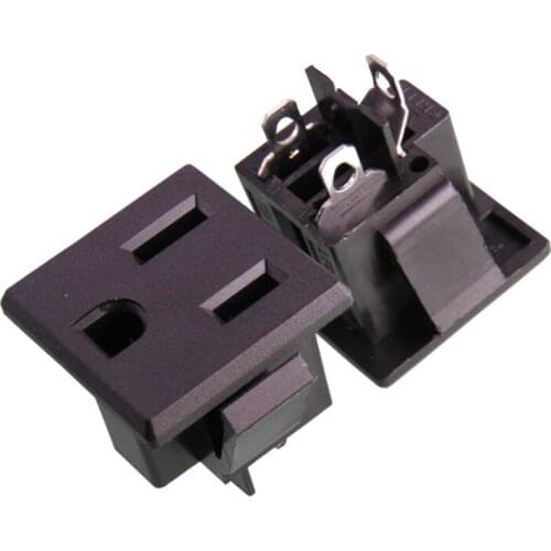 100PCS Chassis Female 3PIN AC US Nema 5-15R Inline Socket Plug Adapter Industrial Power Connector Power Supply Output Outlet