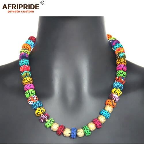 2019 African New Design Bridal Wedding Resin Beads Jewelry Fashion African Beads Choker Necklace for Women AFRIPRIDE A1928003