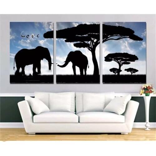 3 Pcs diamond embroidery diamond mosaic African elephant big tree landscape diamond painting full square round stitch cross arts