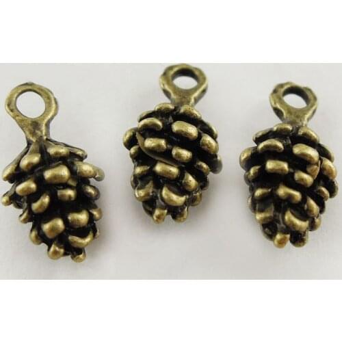 40Pieces) Antique Bronze Tone Pine Cone Alloy Necklace Charms Creative Bracelet Pendant Jewelry Making 9*7mm Handmade Dec 37718