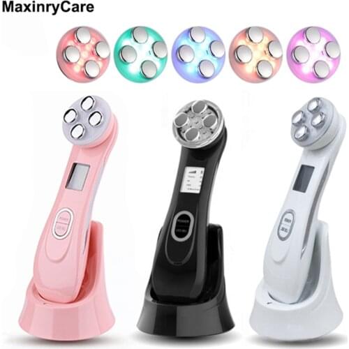 5 in 1 LED Skin Tightening Mesotherapy Facial LED Photon Skin Rejuvenation Anti Aging RF EMS Beauty Skin Care Tool Face Massage