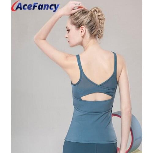 Acefancy Plain Yoga Top Gym Vest Tank Tops Sleeveless Yoga Crop Top 18-066 Naked-Feel Sport Top Female Sportswear Training